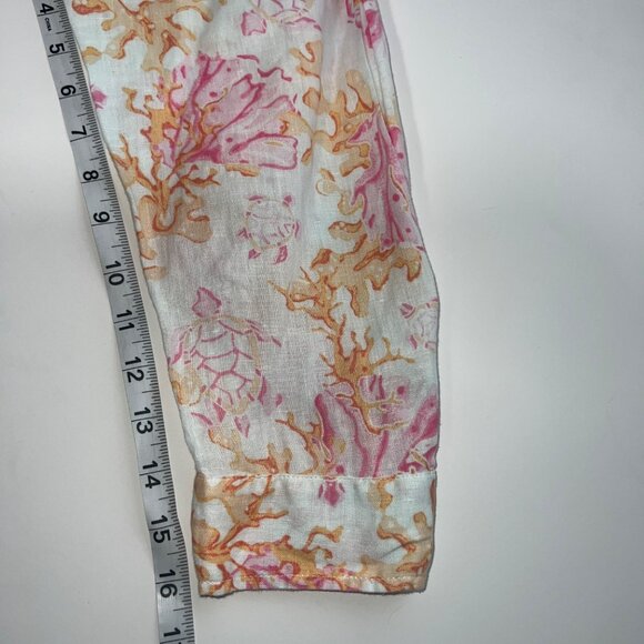 J.Jill White Pink Orange Love Linen Coral Print Button-Down Shirt Womens Size 1X - Picture 5 of 8